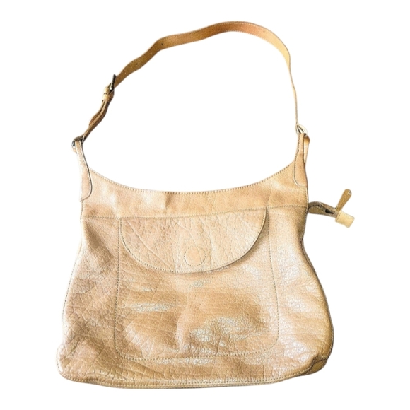 J.Jill Tan Pebbled Leather Vintage Hobo  Shoulder Bag - Picture 1 of 10